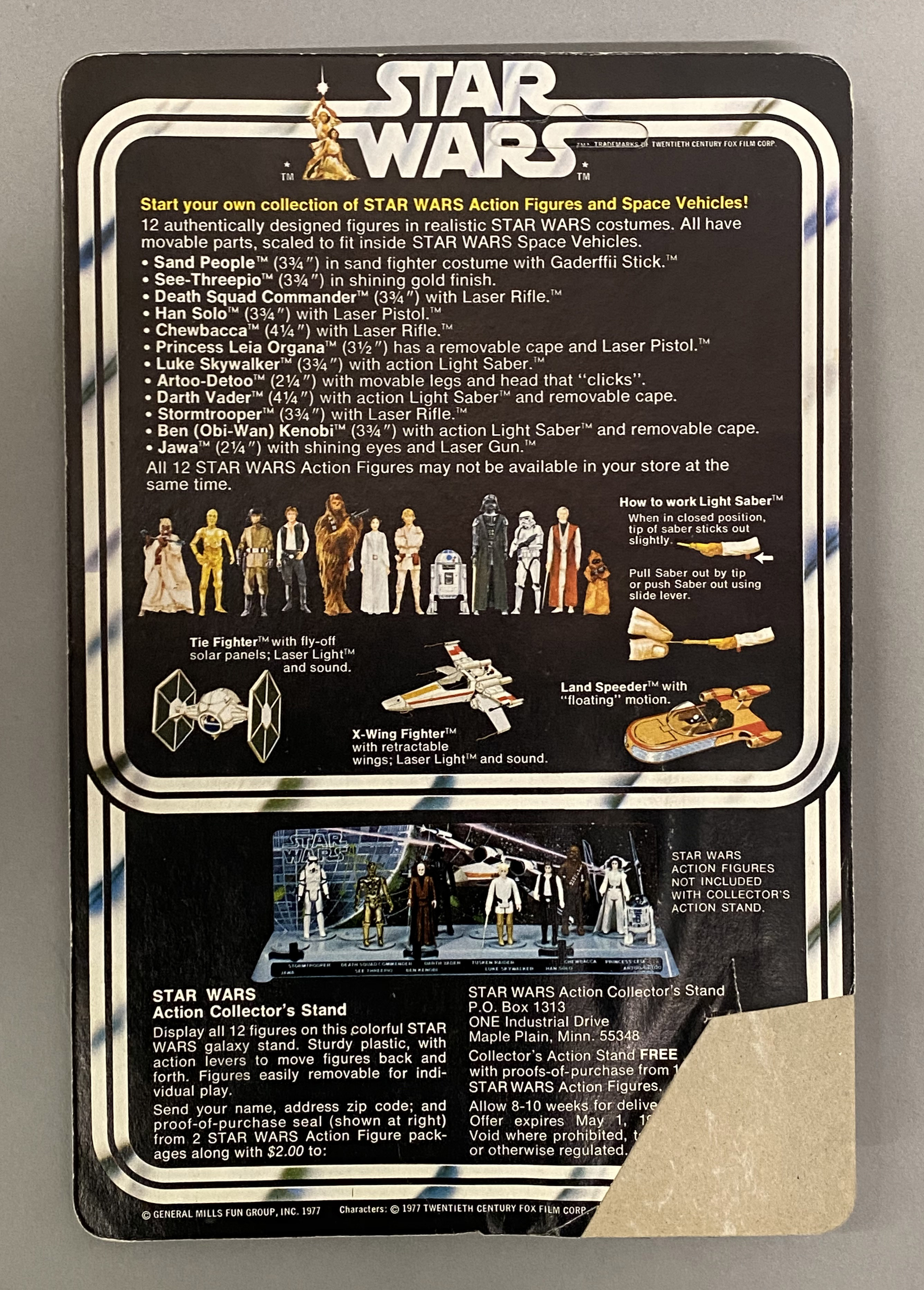 Kenner Star Wars Princess Leia Organa on 12-back card. Note damage to card in photos. With protectiv - Image 3 of 3