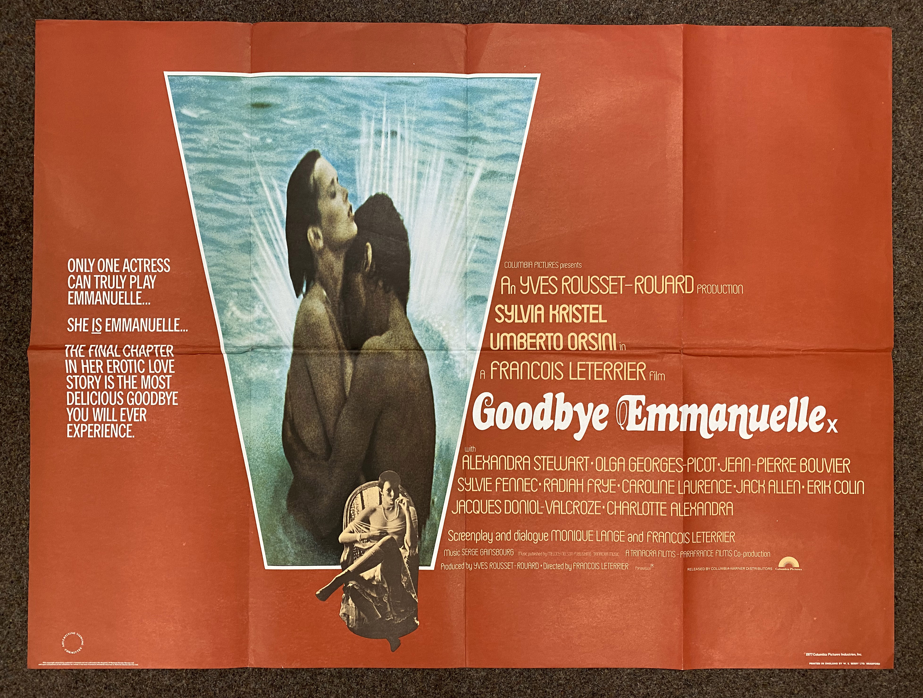 Goodbye Emmanuelle British Quad film poster, folded.