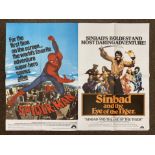 Spider-Man plus Sinbad And The Eye Of The Tiger double-bill British Quad film poster, folded.