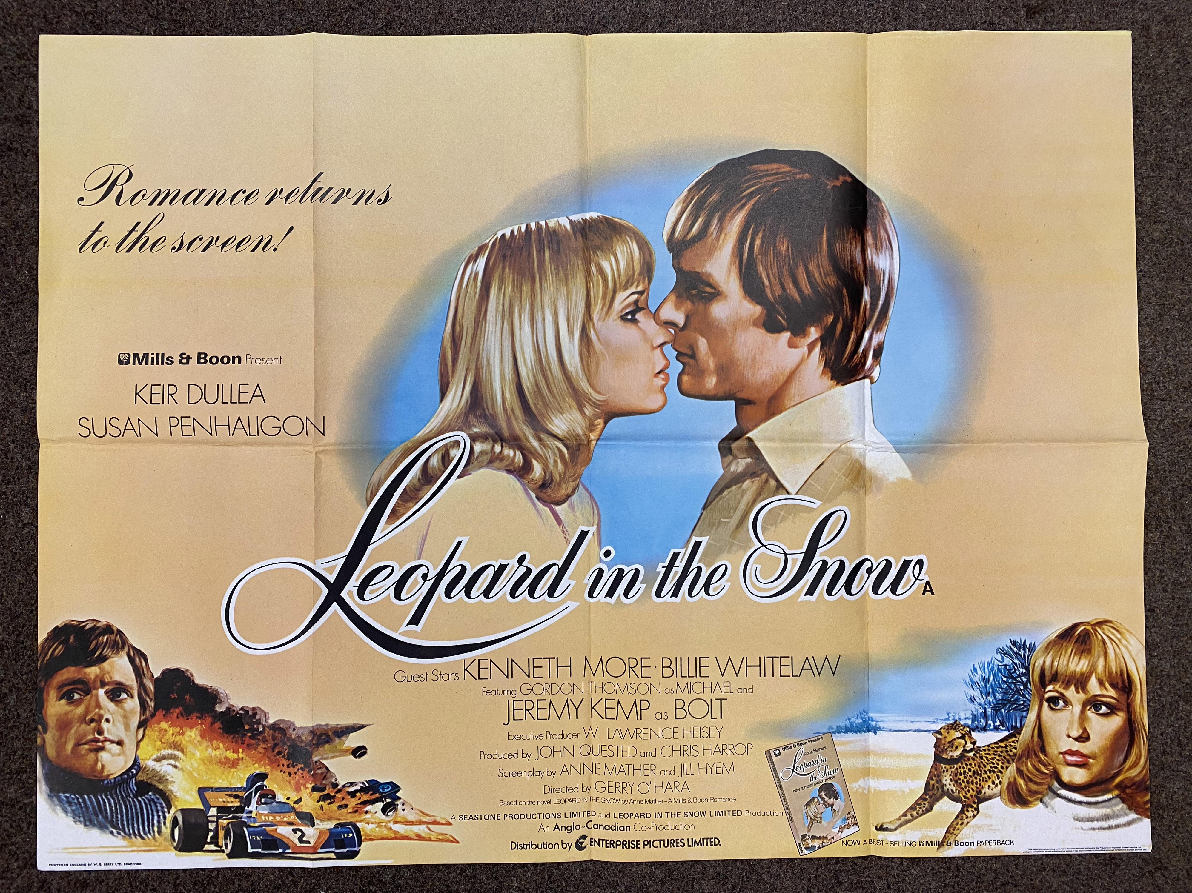 Leopard In The Snow British Quad film poster, folded.