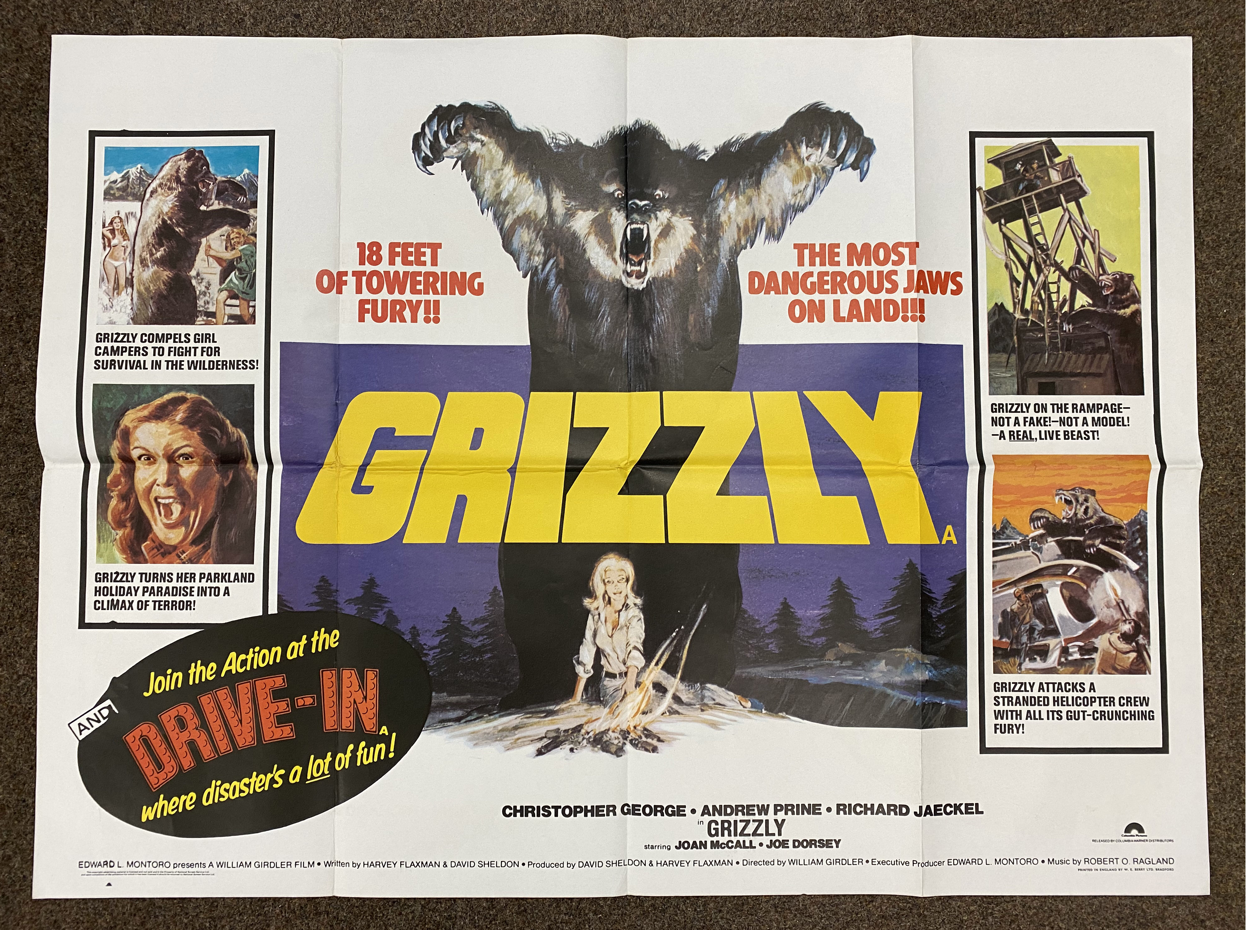 Grizzly British Quad film poster, folded.