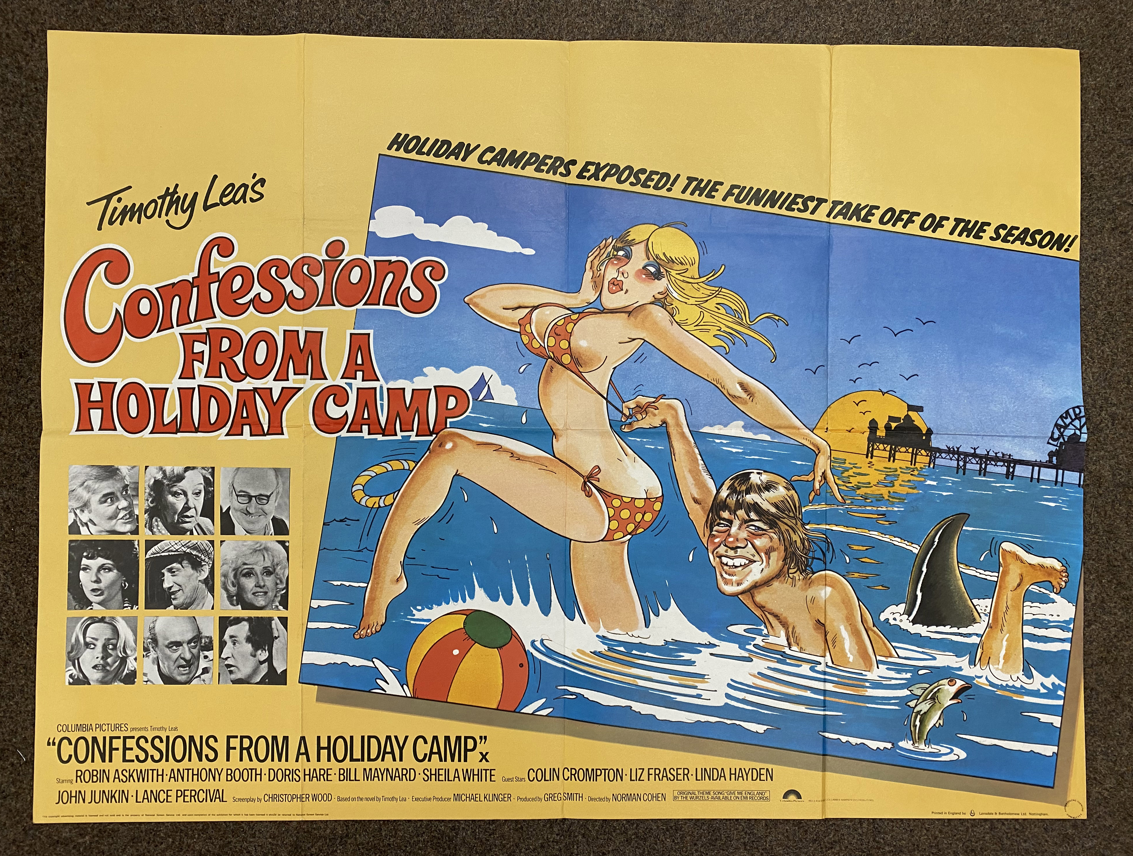 Confessions From A Holiday Camp British Quad film poster, folded.