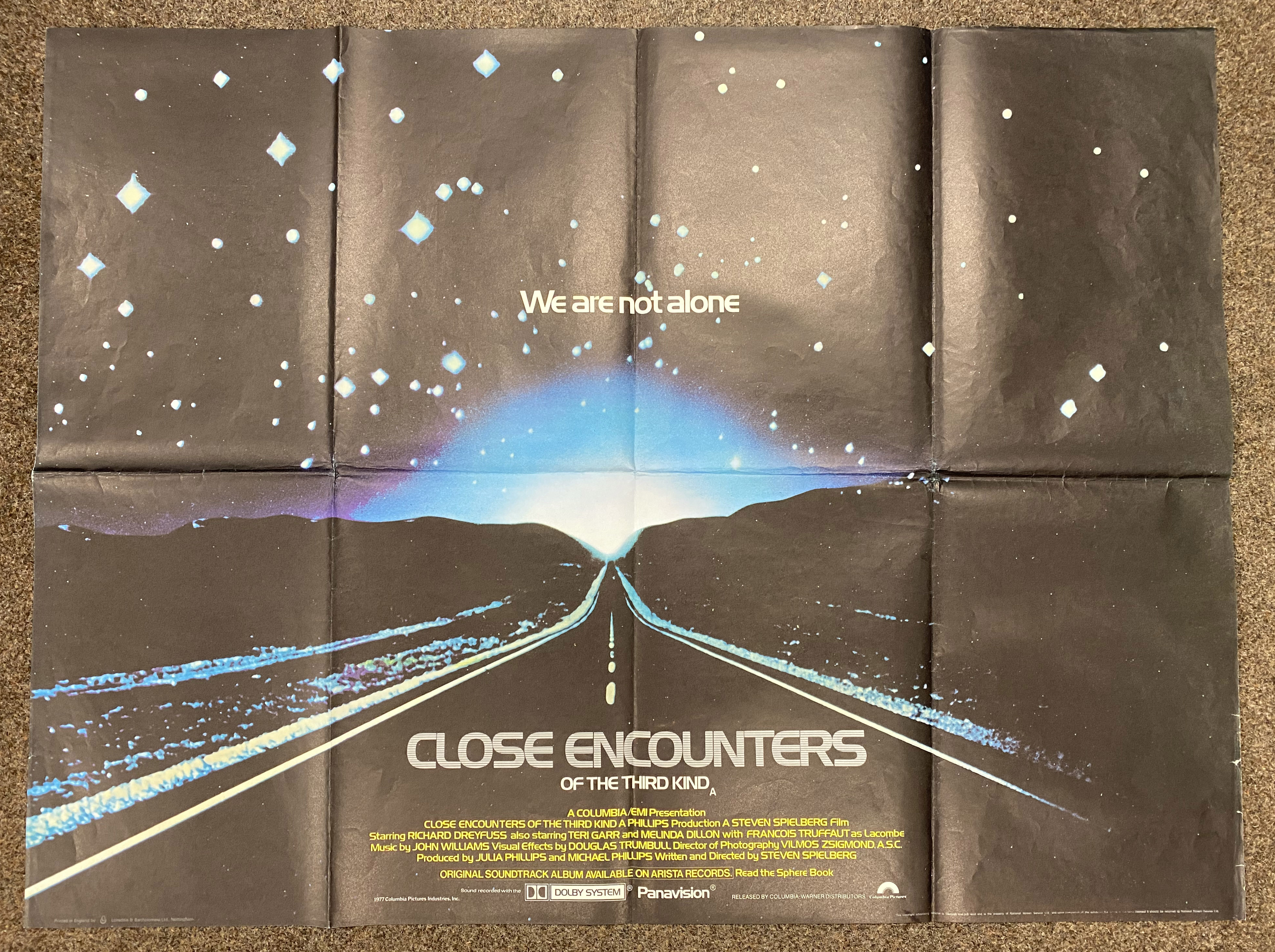 Close Encounters Of The Third Kind British Quad film poster, folded.