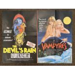 The Devil's Rain and Vampyres double-bill British Quad film poster, folded.