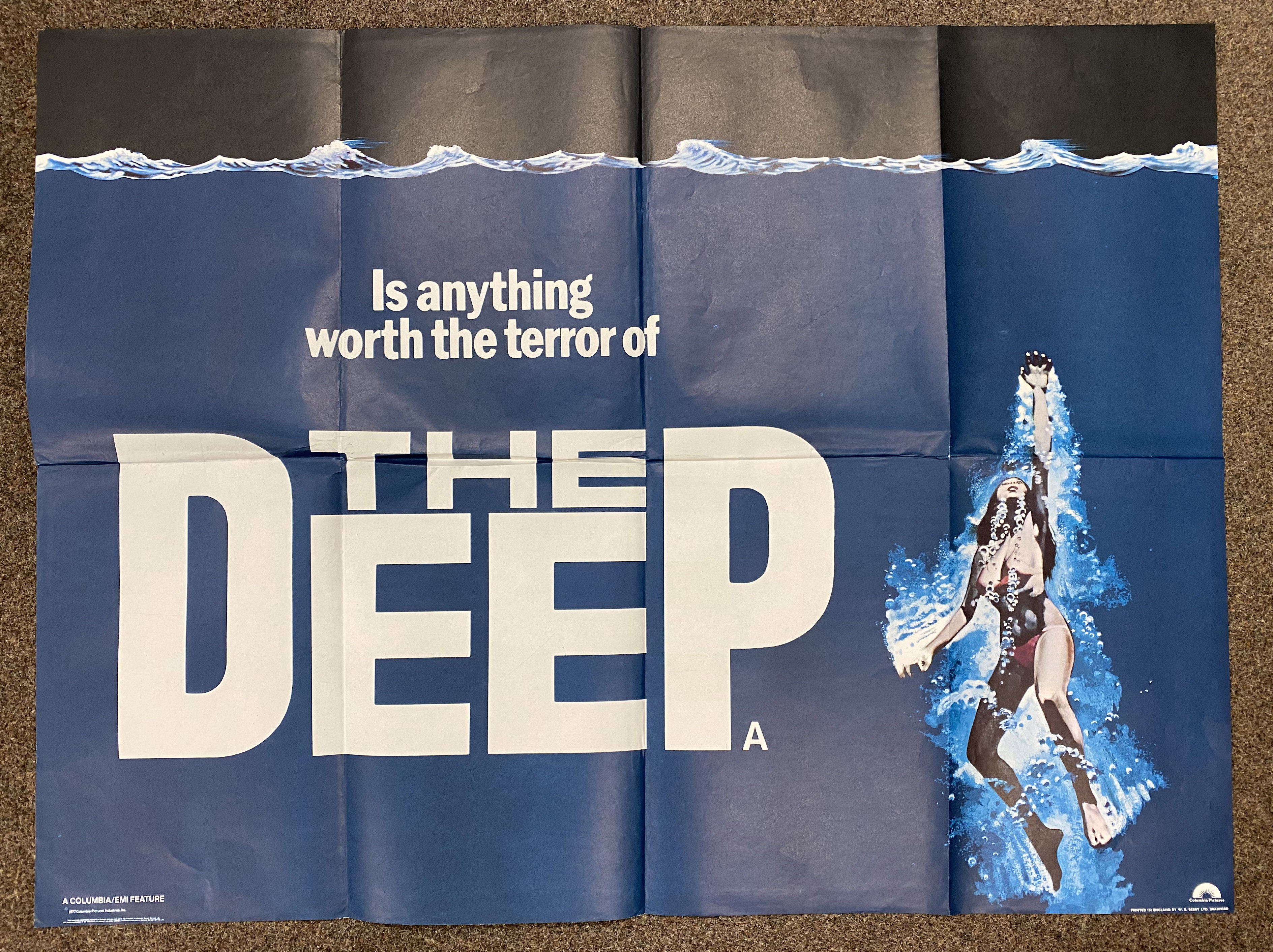 The Deep British Quad film poster, folded.