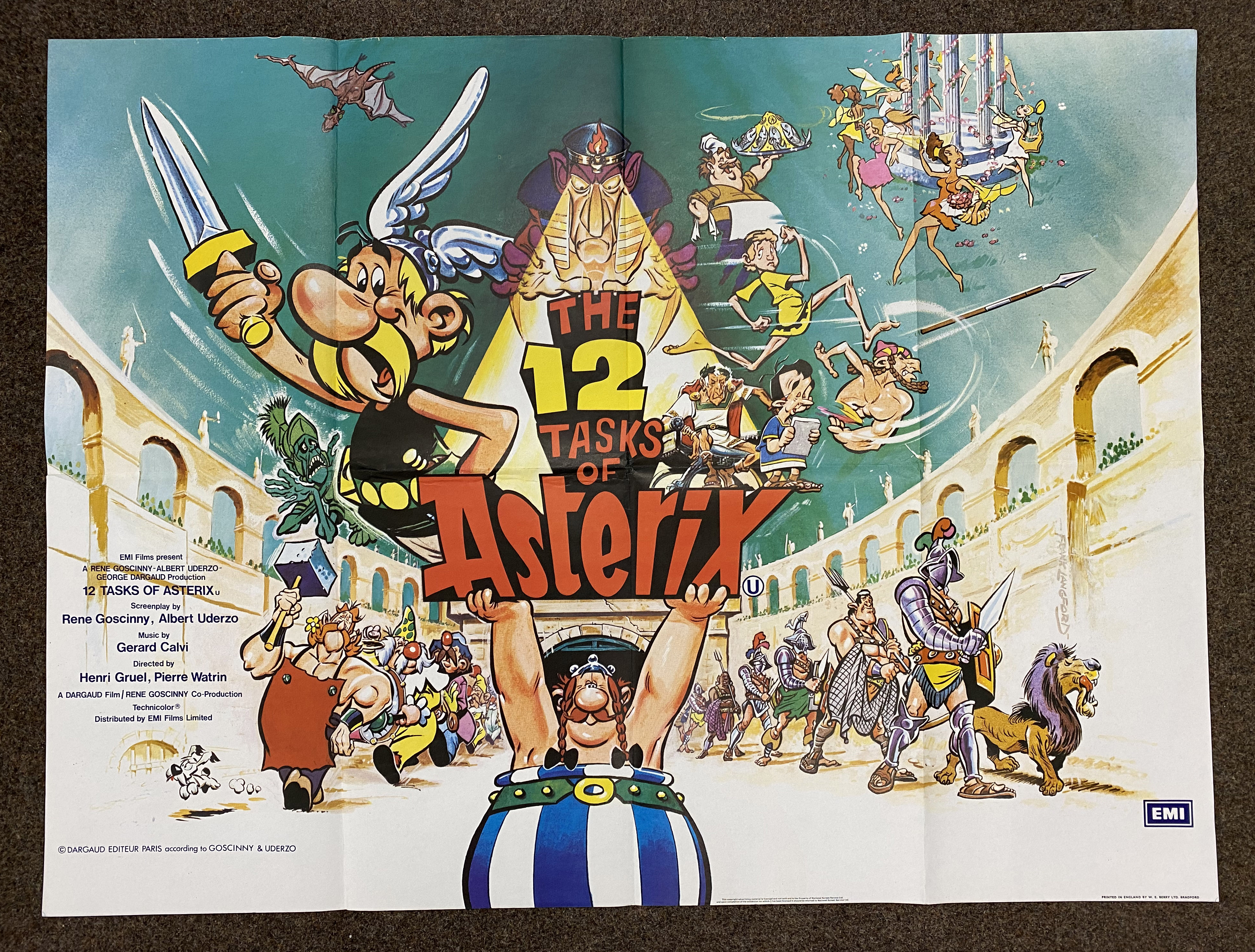 The 12 Tasks Of Asterix British Quad film poster, folded.