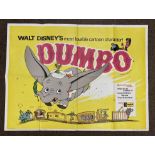 Walt Disney's Dumbo British Quad film poster, folded.