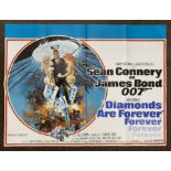 Sean Connery as James Bond 007 Diamonds Are Forever British Quad film poster, folded.