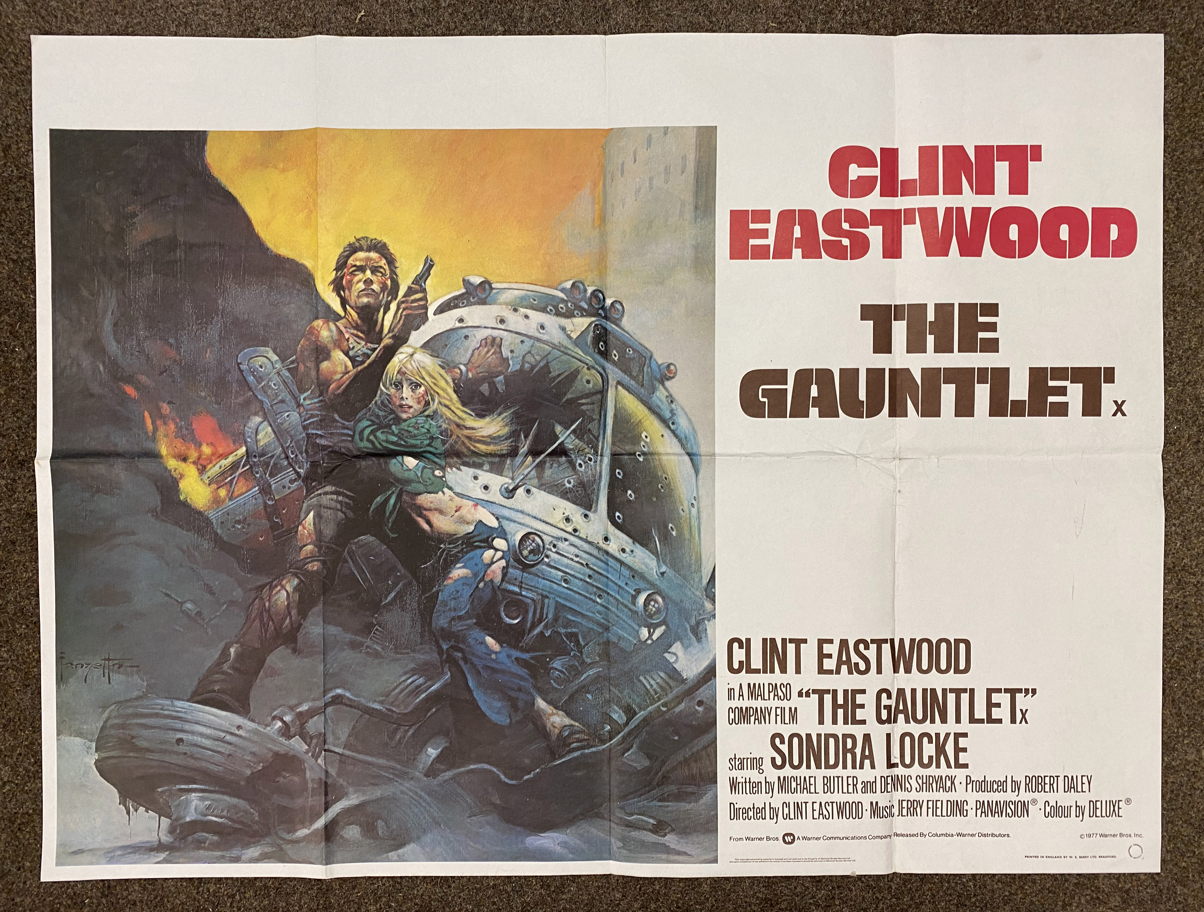 Clint Eastwood The Gauntlet British Quad film poster, folded.