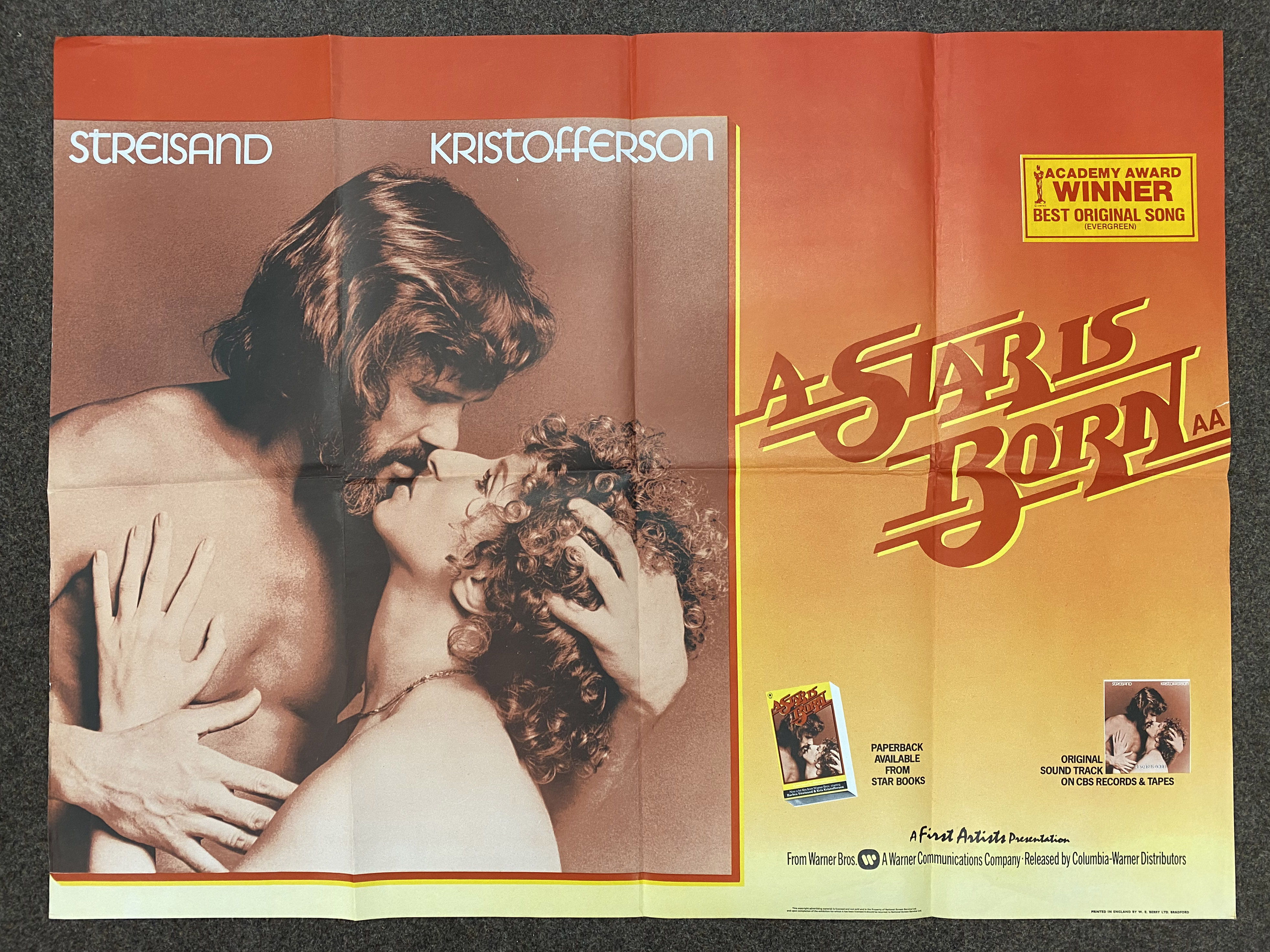 A Star Is Born British Quad film poster, folded.