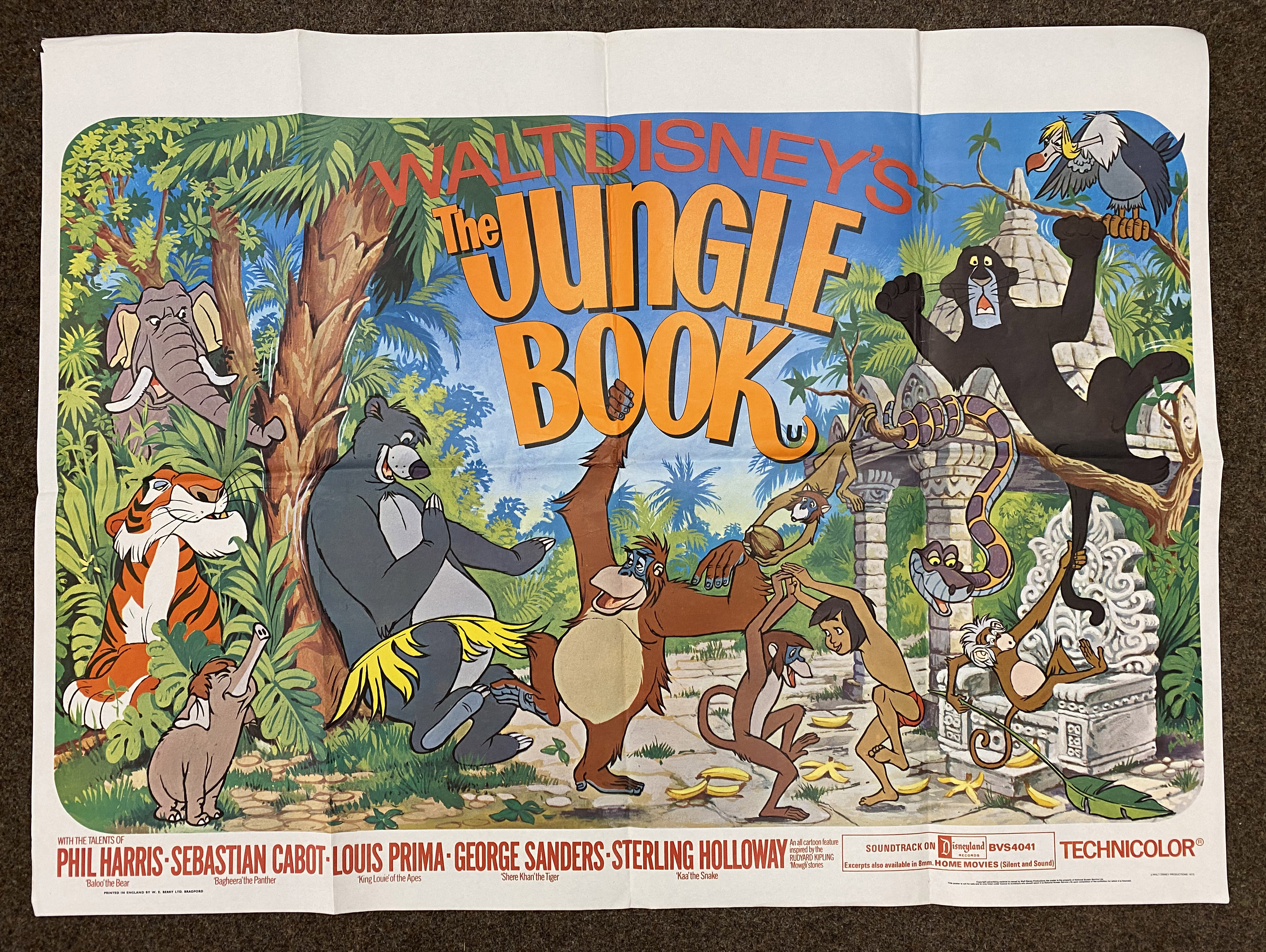 Walt Disney's The Jungle Book British Quad film poster, folded.