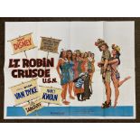 Walt Disney presents Lt. Robinson Crusoe U.S.N. British Quad film poster, folded.