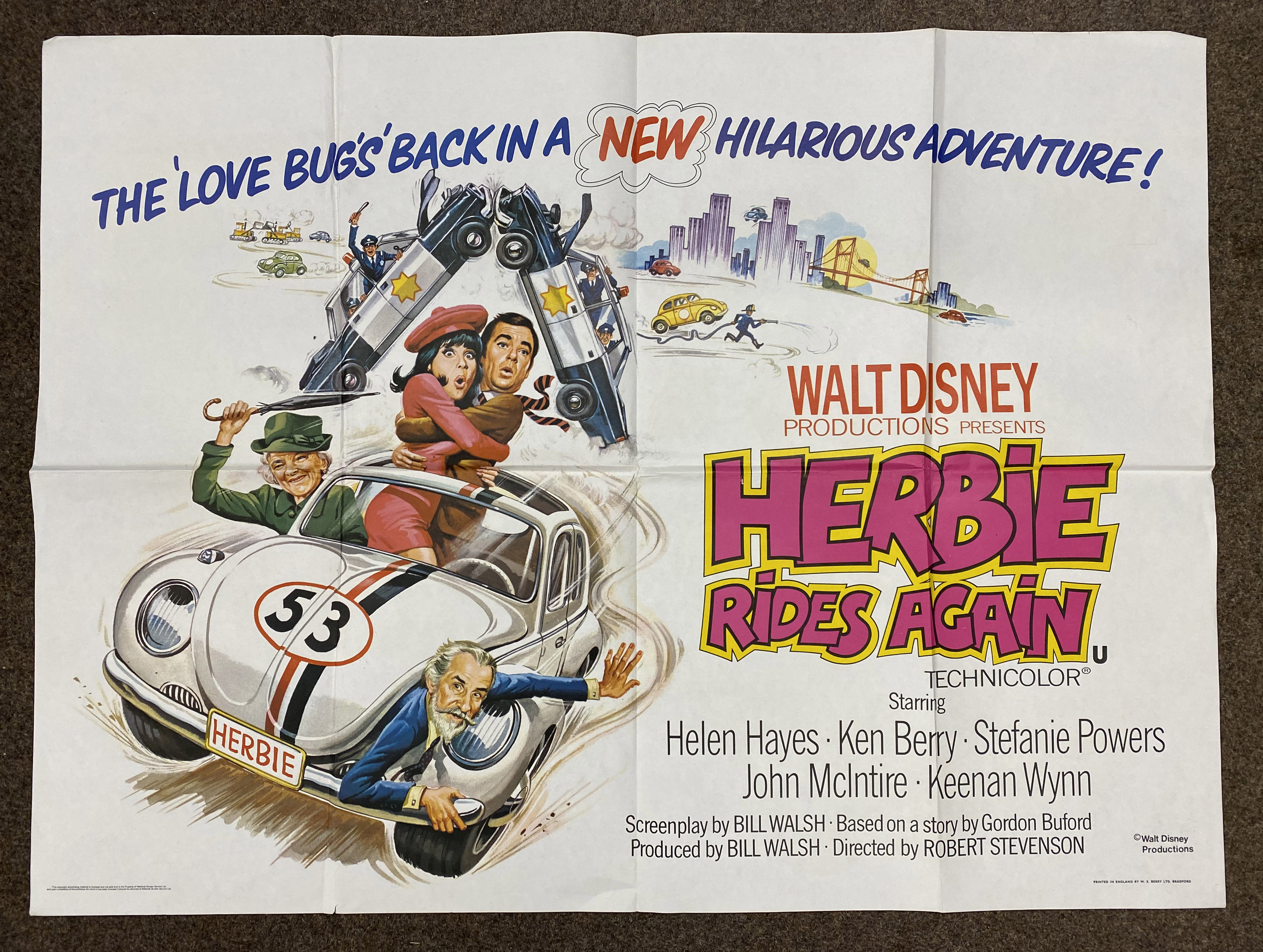 Walt Disney Productions presents Herbie Rides Again British Quad film poster, folded.