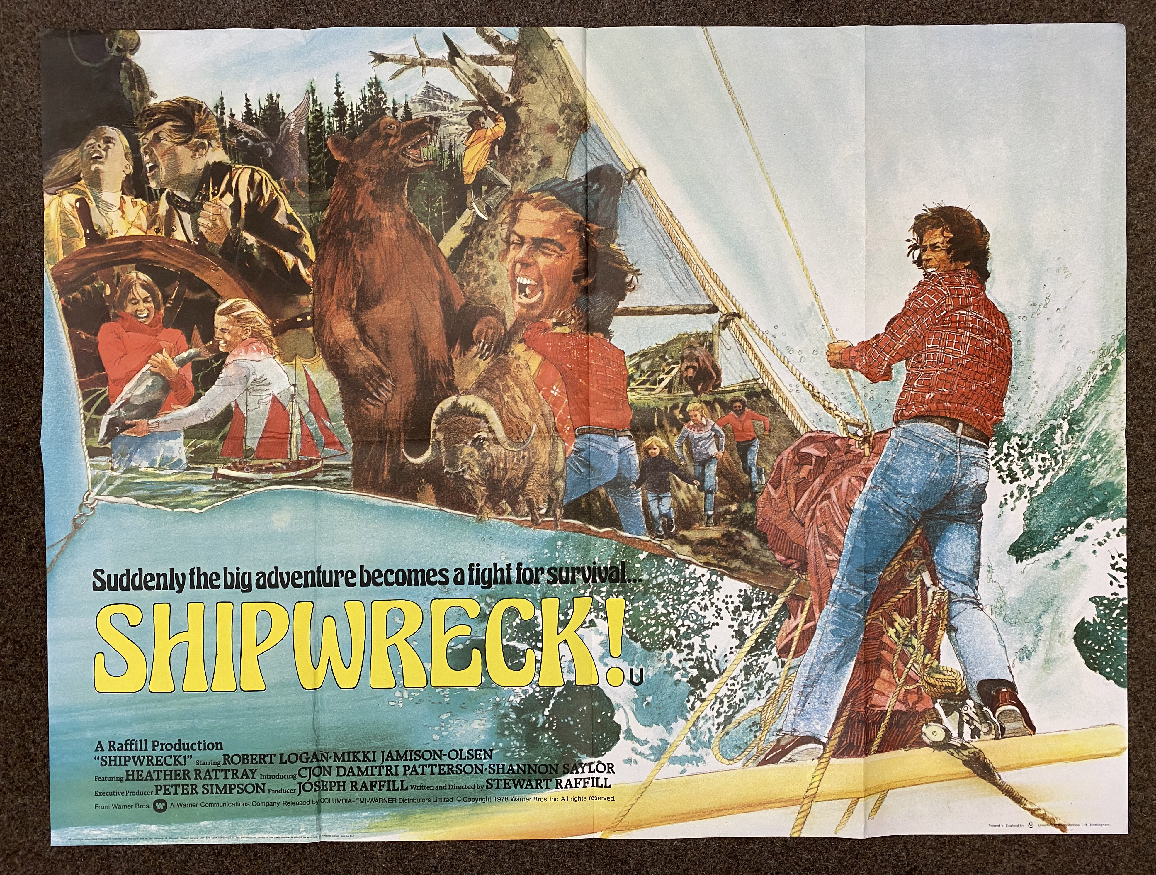Shipwreck! British Quad film poster, folded.