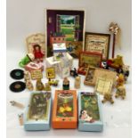 A collection of miniature dolls house items mainly nursery related including Meccano sets, teddy