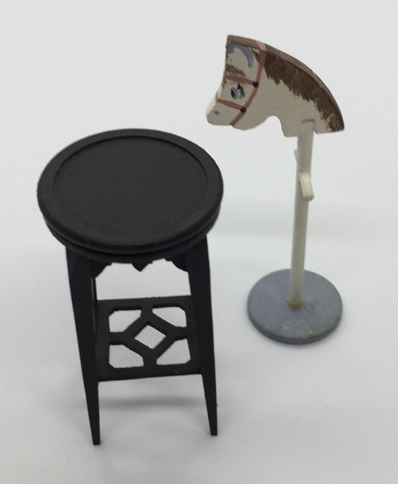 A small collection of miniature dolls house furniture, including chairs, torchere, tripod table - Image 3 of 5