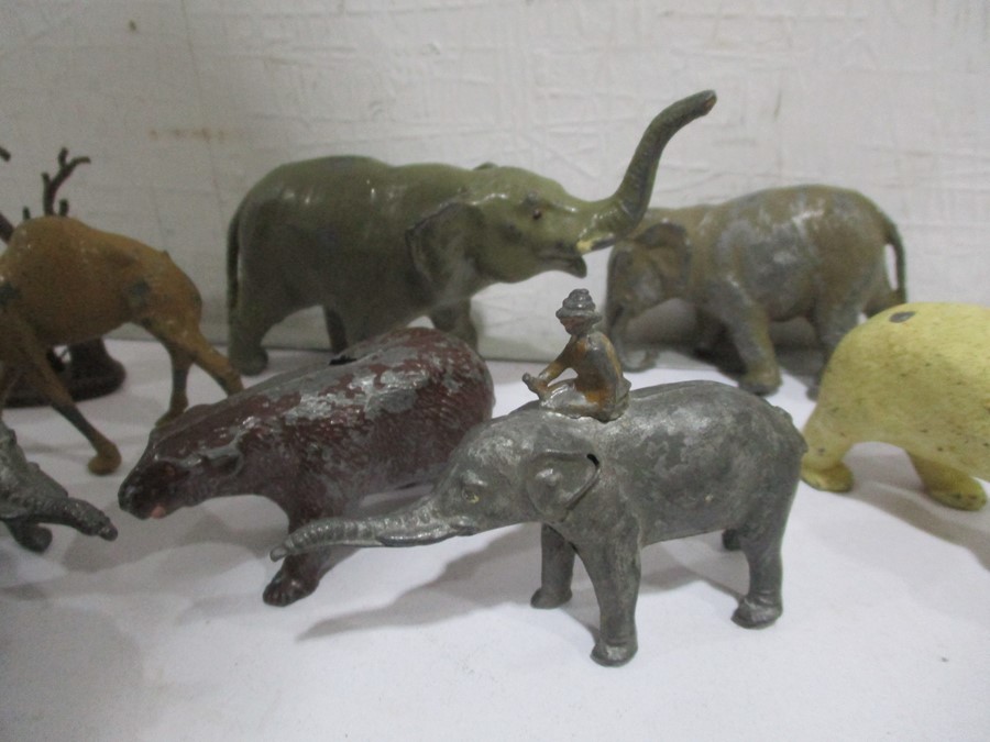 A collection of Britains lead animals including Indian elephants, rhinoceros along with Britains - Image 5 of 12