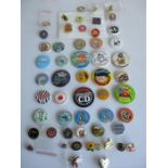 A collection of vintage badges including Robertson Golden Shred, Wade etc.