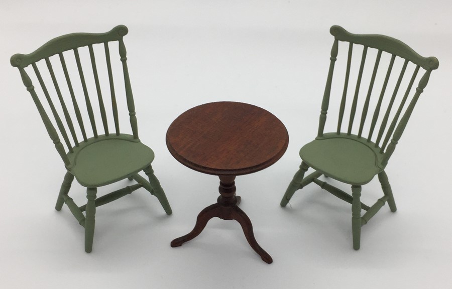 A small collection of miniature dolls house furniture, including chairs, torchere, tripod table - Image 5 of 5