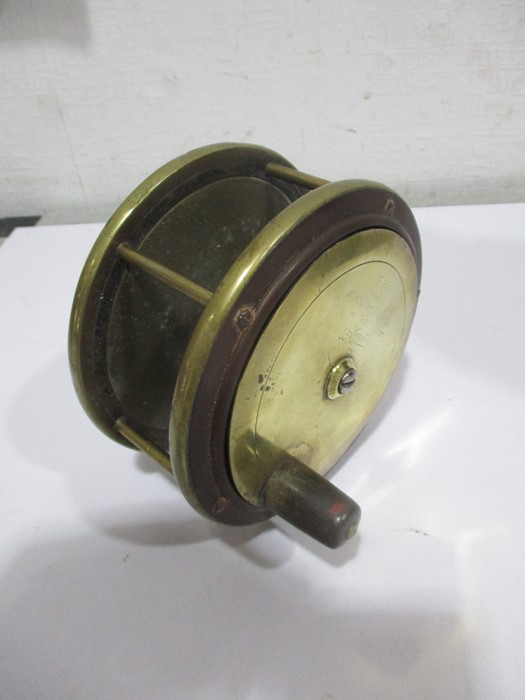 A G Little & Co. London 4 1/2 inch brass salmon reel