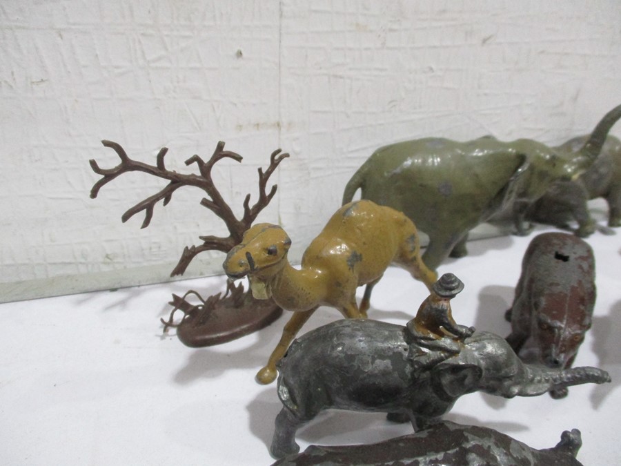 A collection of Britains lead animals including Indian elephants, rhinoceros along with Britains - Image 4 of 12