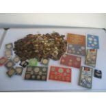 A collection of various world coins