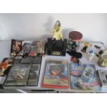 A collection of Star Wars items including cassettes, figures, games etc