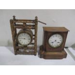 Two antique wooden mantle clocks