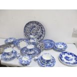 A collection of blue and white china including "Anemone" pattern part tea set and two Italian