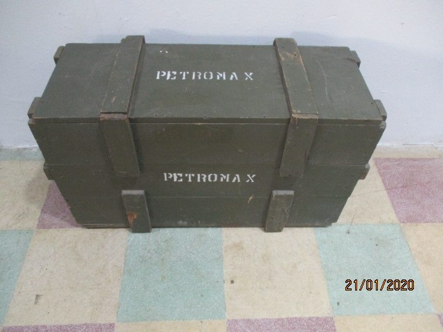 A vintage military crate