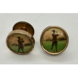 A pair of vintage studs with golfing theme