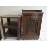 An Edwardian coal bin along with an oak occasional table