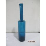 A Riihimaen Lasi Oy blue glass bottle vase