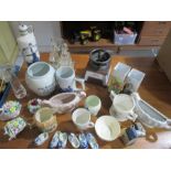 A collection of various decorative china and glassware.