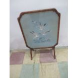 A Queen Anne style tapestry tip up fire screen and occasional table