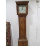 A pine cased long case clock with painted dial "I Brockedon, Totness"