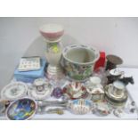 A large collection of various china and glass ware including Wedgwood, Portmerion etc