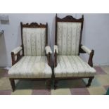 Two similar Edwardian salon chairs
