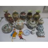 A collection of oriental china including vases, teapot, bowls etc