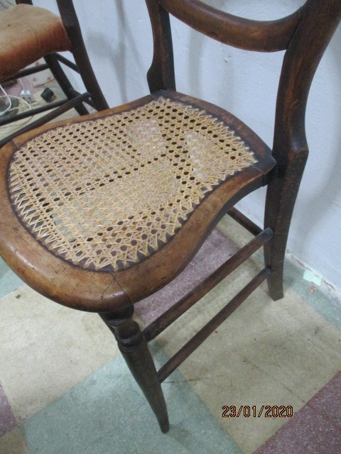 Two chairs along with a small drop leaf coffee table and a vintage pouffe - Image 4 of 14