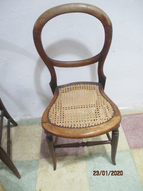 Two chairs along with a small drop leaf coffee table and a vintage pouffe - Image 2 of 14