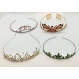 Four tiaras set with crystals