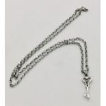 A 9ct white gold necklace with key pendant, 2.5g