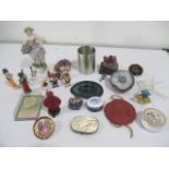 A collection of small miscellaneous interesting items including an oriental carved scent bottle,