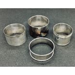 Four hallmarked silver serviette rings