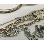 A collection of silver and costume jewellery