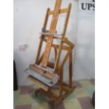 An oak studio easel