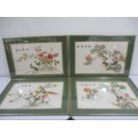 Four Chinese silk embroideries