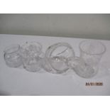Four pieces of Royal Brierly, cornflower pattern crystal