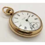 An American gold plated pocket watch marked The Sales Co, with subsidiary second dial.